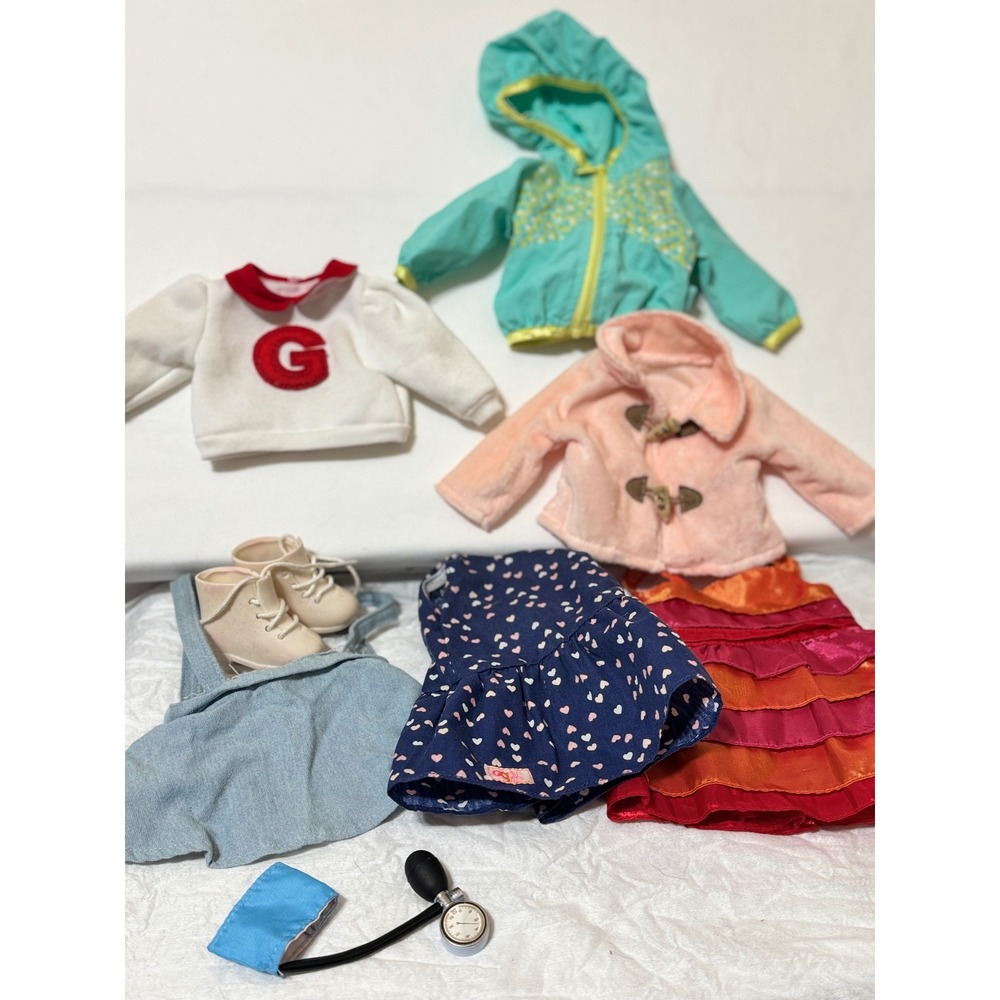 Our Generation 18" Doll Clothes Accessory Lot Jackets Skirts Shoes Medical Cuff